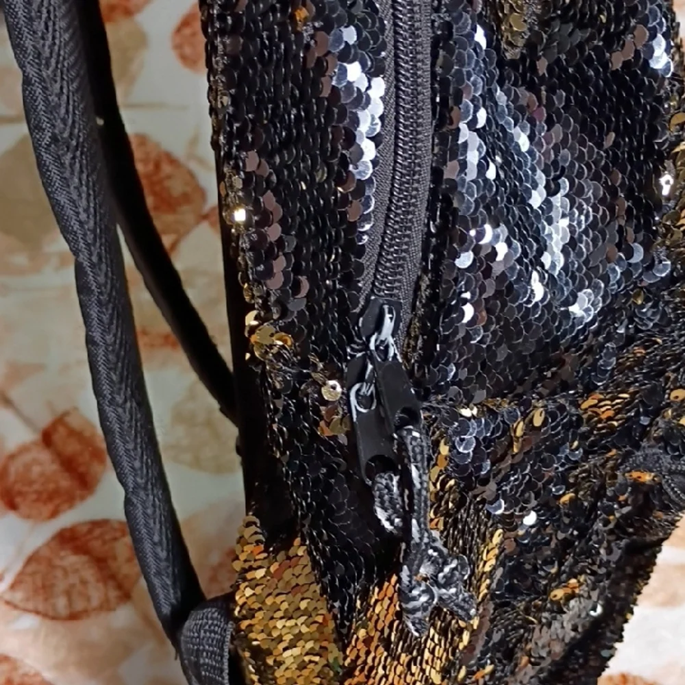 Gold and Black‎ Sequin Backpack
